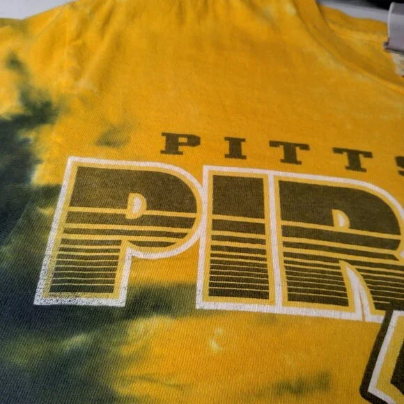 Pittsburgh Pirates Baseball Shirt Medium Gold Black Tie Dye MLB Genuine Hippie - Picture 12 of 14